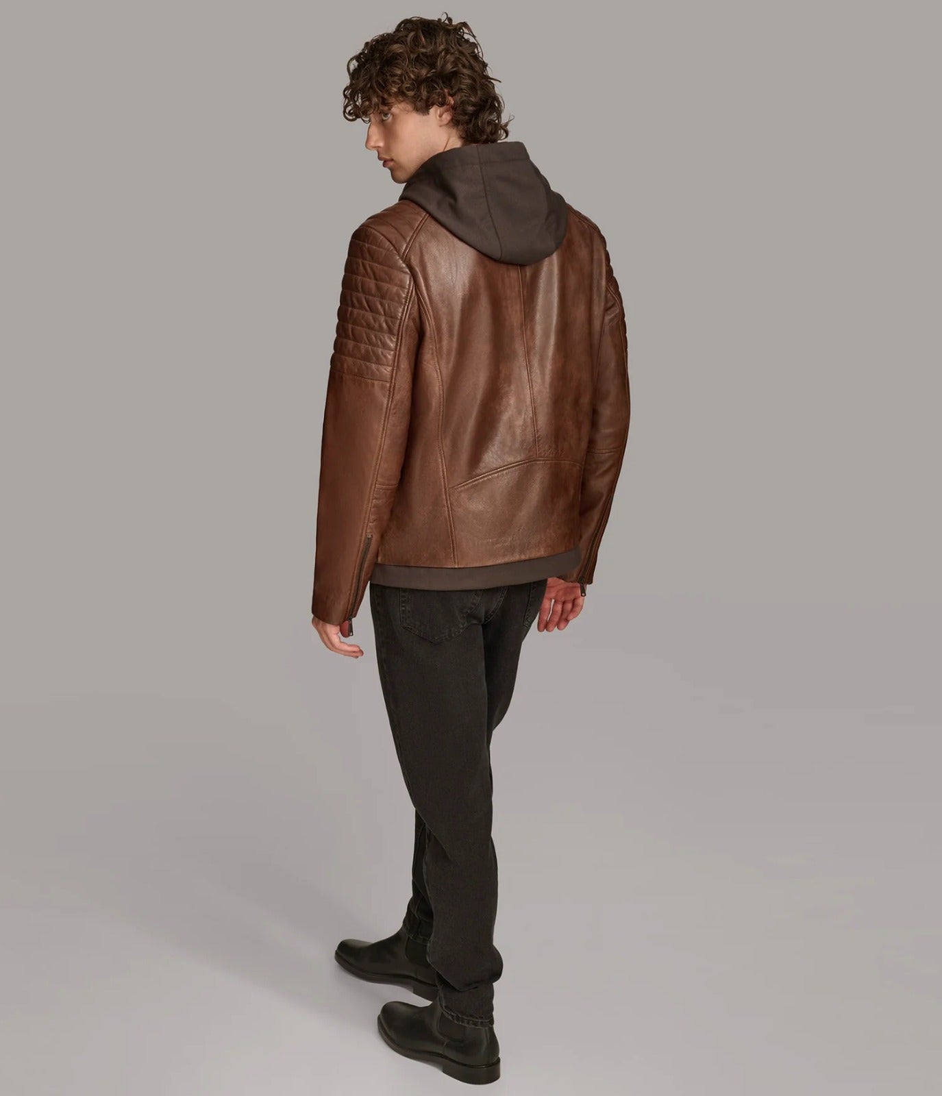 Men Leather Cafe Racer Jacket, Bikers Jacket