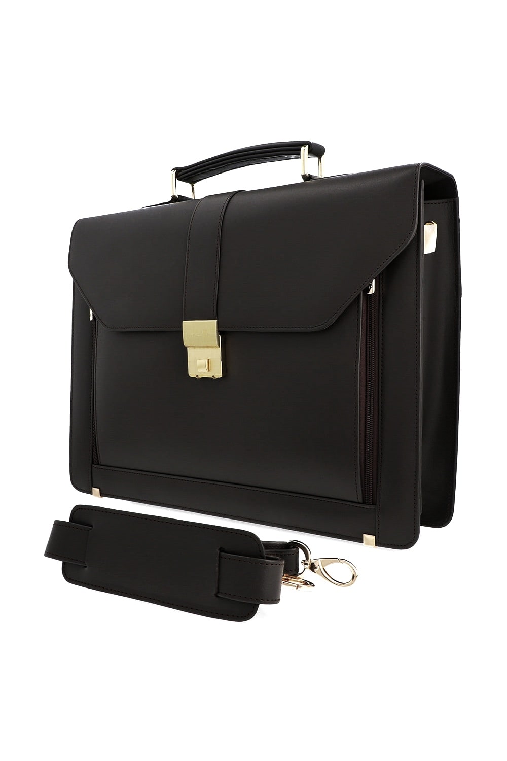 Classic Black Leather Laptop Bag