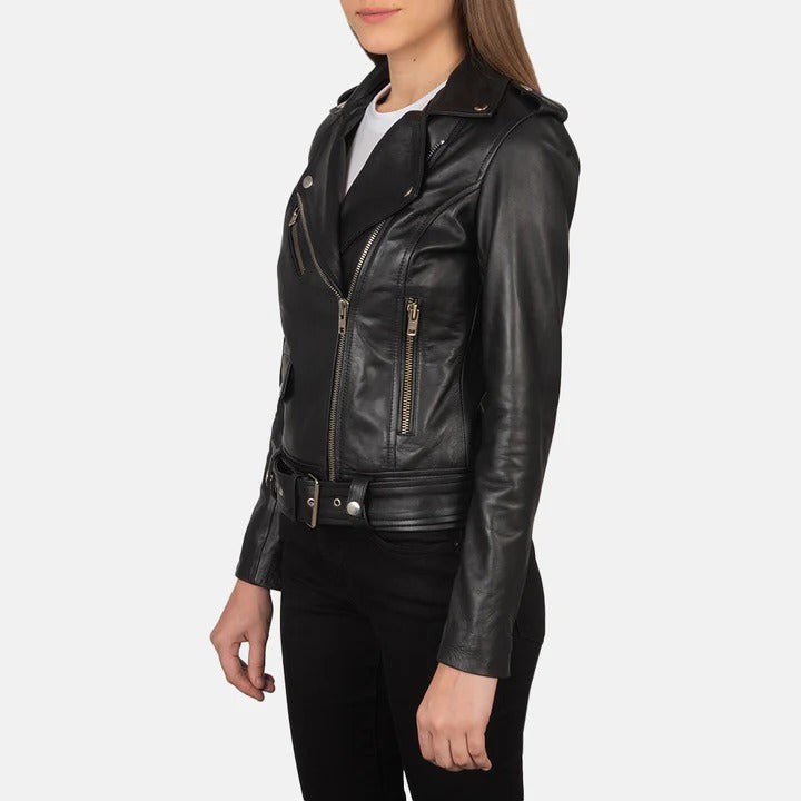 Women’s Real Lamb Leather Bikers Jacket Perfecto Style Bikers Leather Jacket