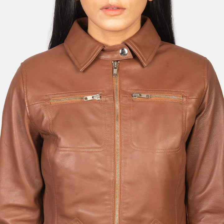 Flashback Brown Leather Biker Jacket