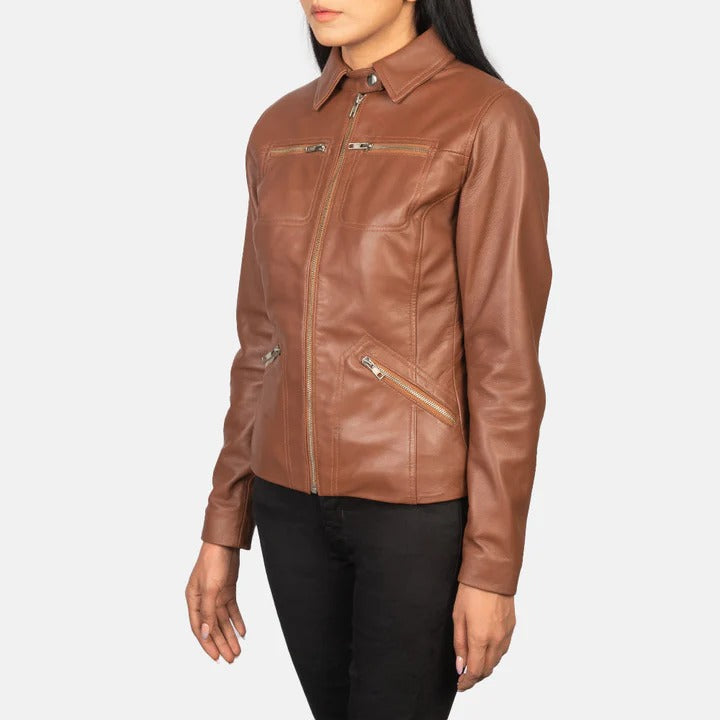 Flashback Brown Leather Biker Jacket