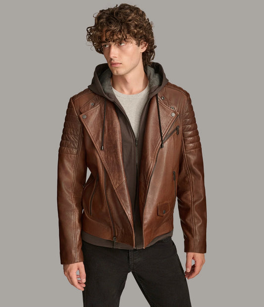 Men Leather Cafe Racer Jacket, Bikers Jacket