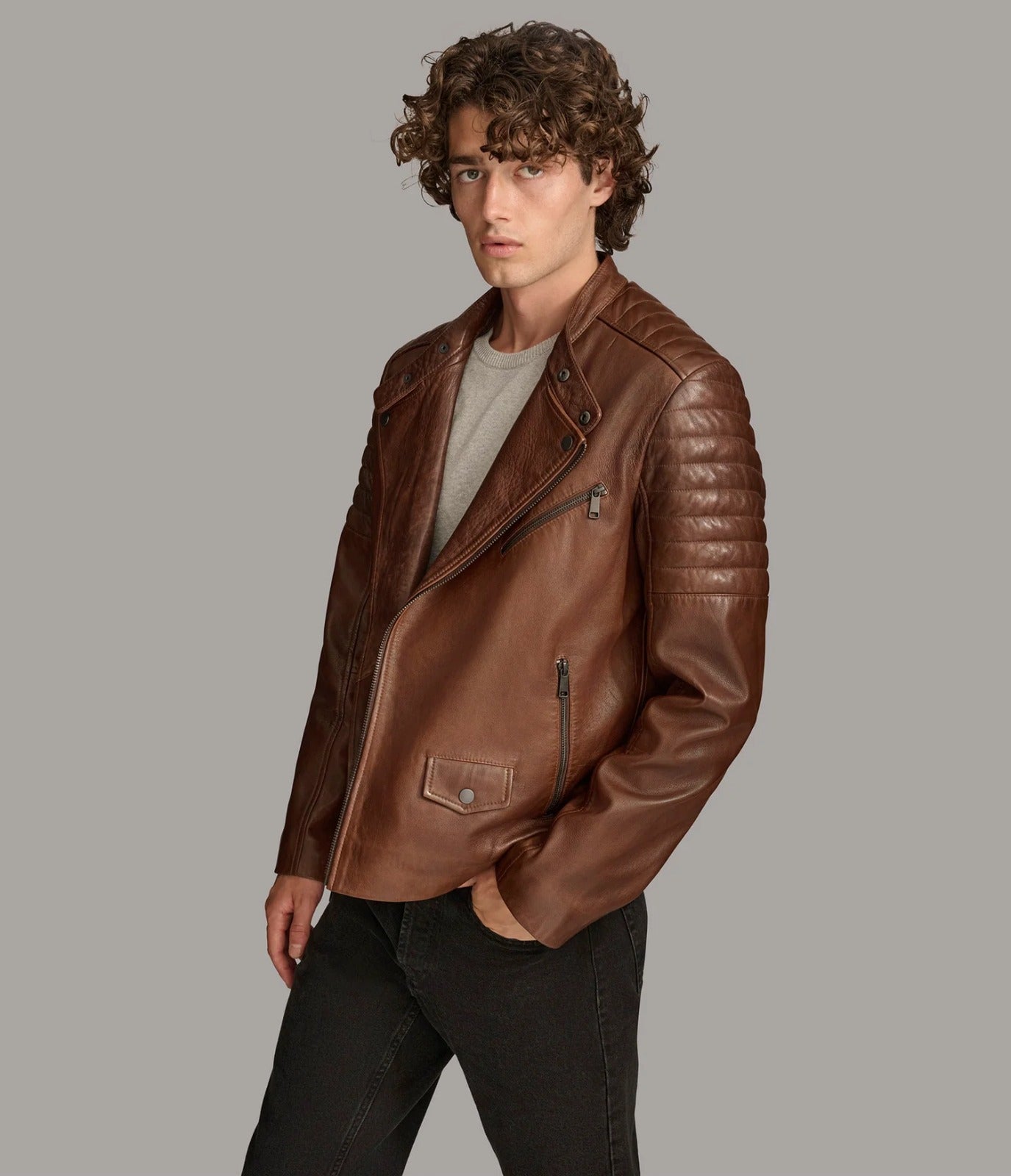 Men Leather Cafe Racer Jacket, Bikers Jacket