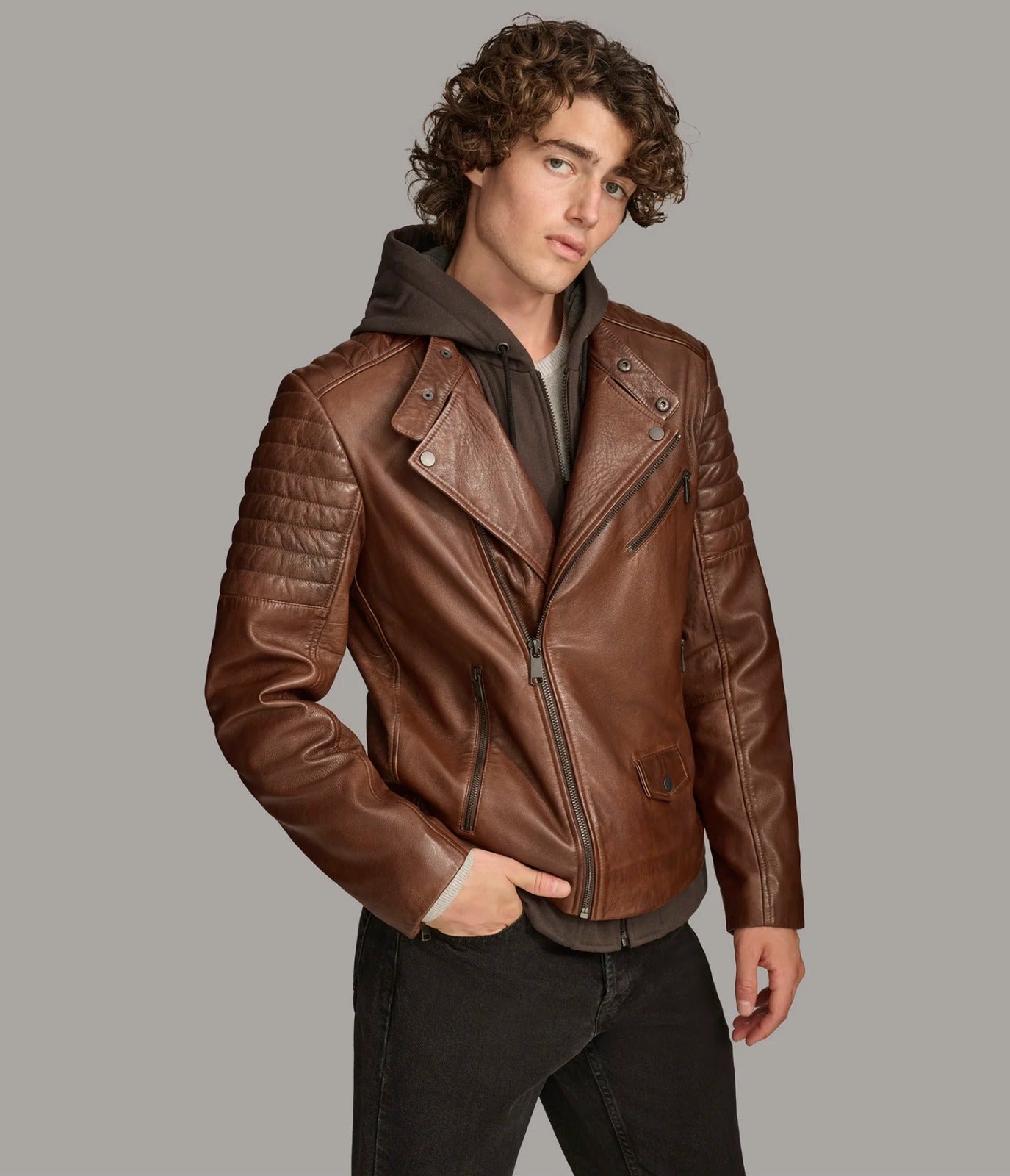 Men Leather Cafe Racer Jacket, Bikers Jacket
