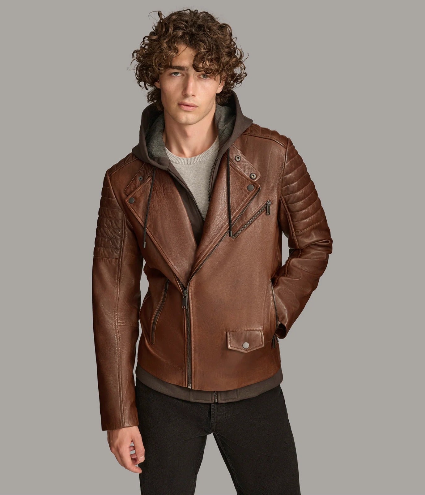 Men Leather Cafe Racer Jacket, Bikers Jacket
