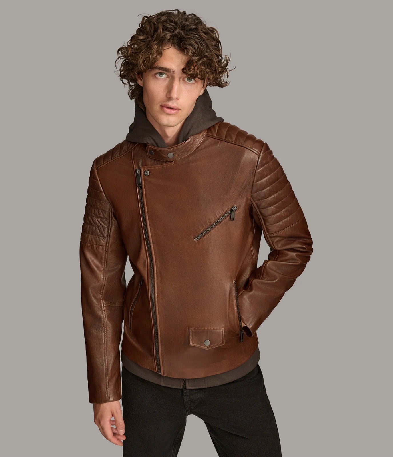 Men Leather Cafe Racer Jacket, Bikers Jacket