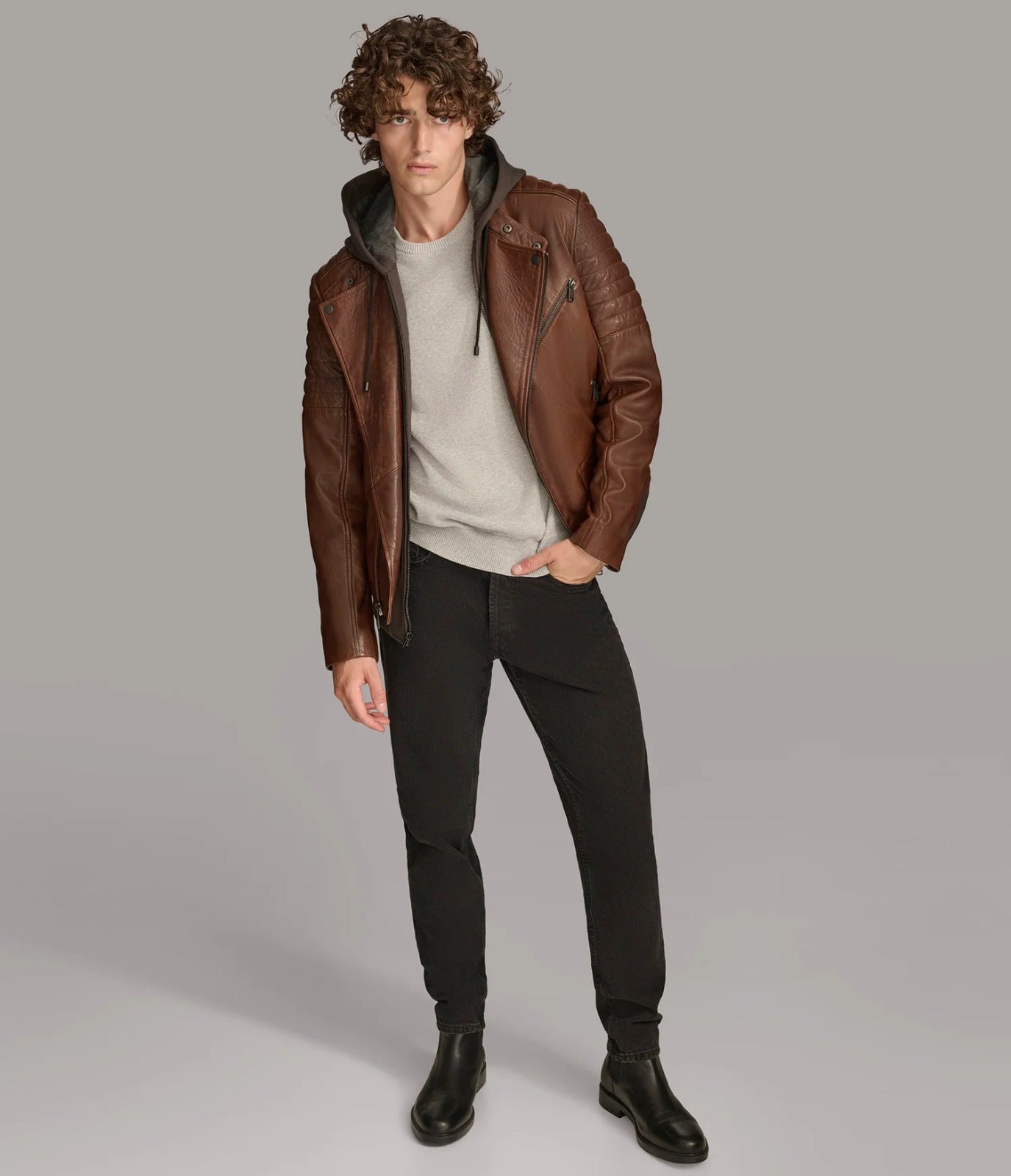 Men Leather Cafe Racer Jacket, Bikers Jacket
