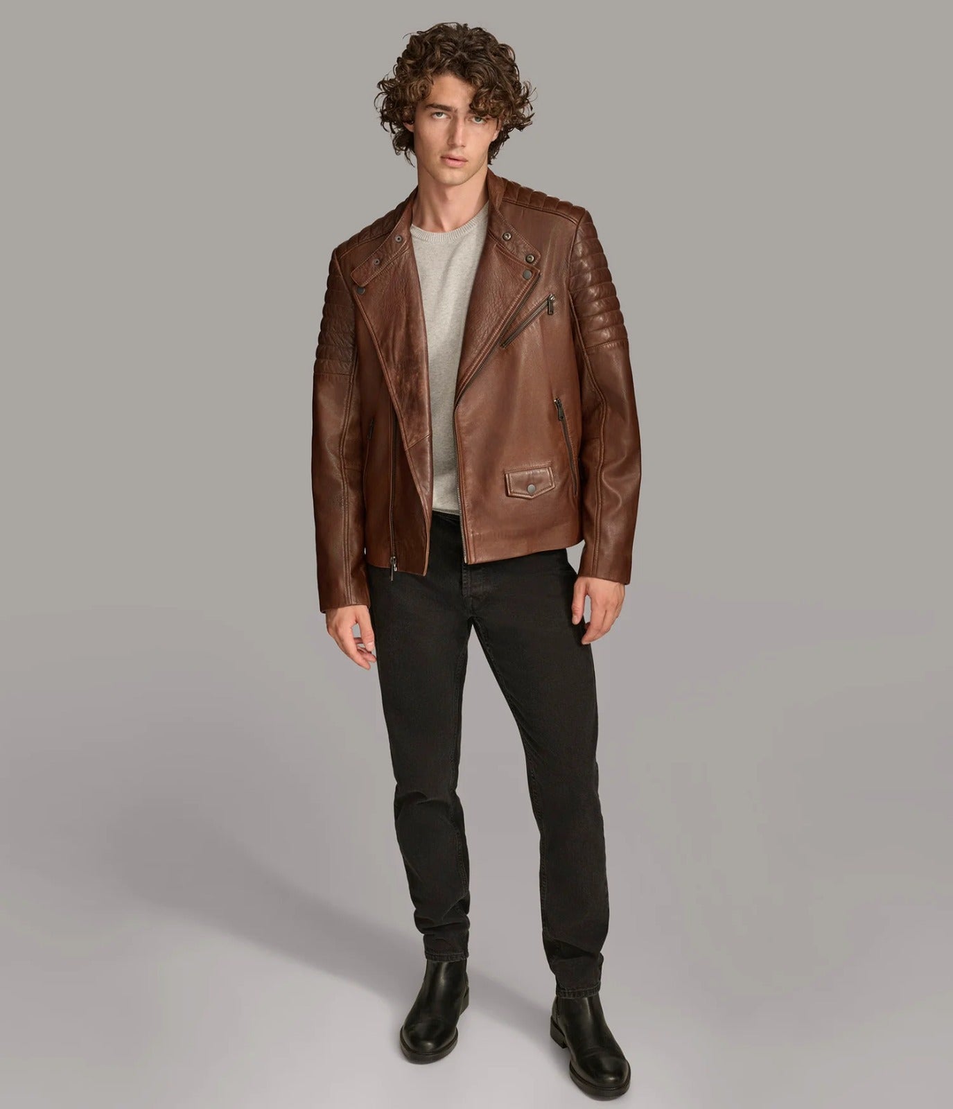 Men Leather Cafe Racer Jacket, Bikers Jacket