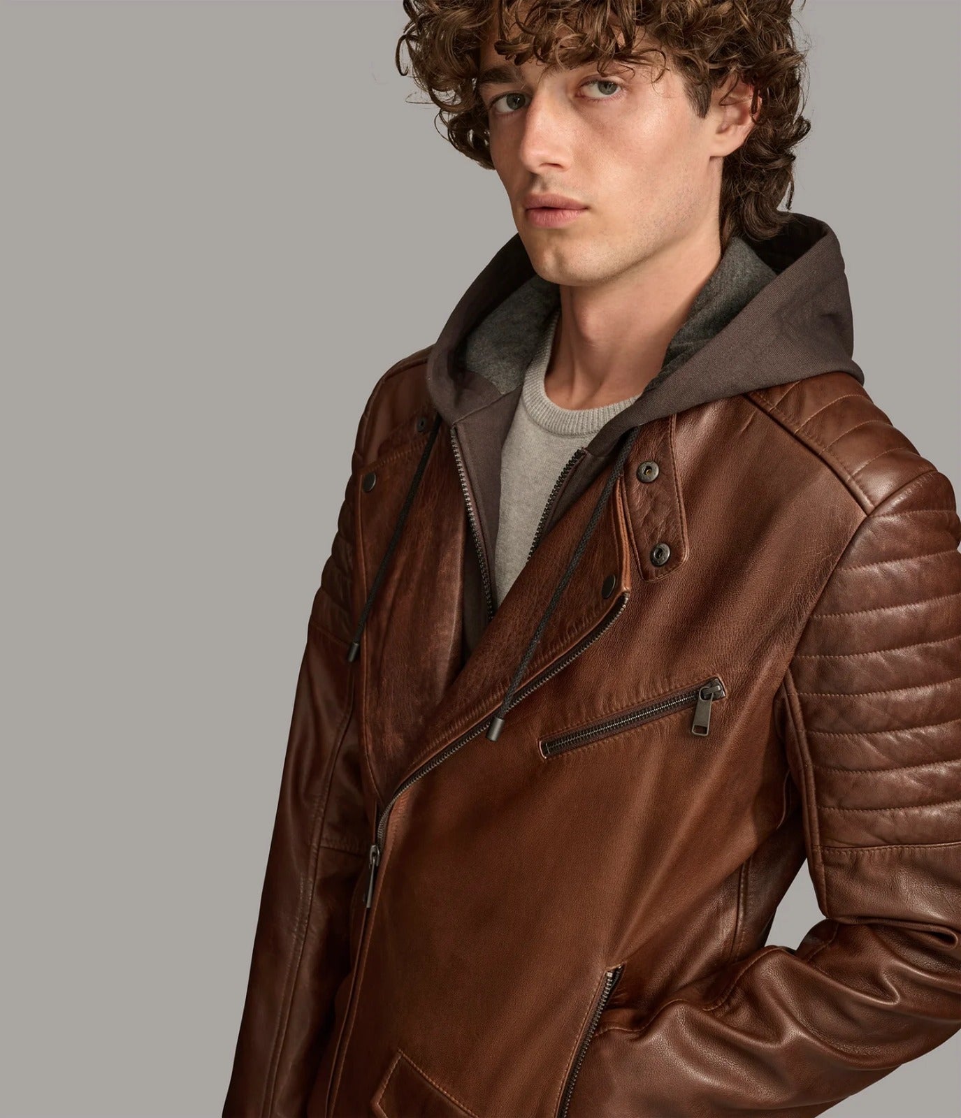 Men Leather Cafe Racer Jacket, Bikers Jacket