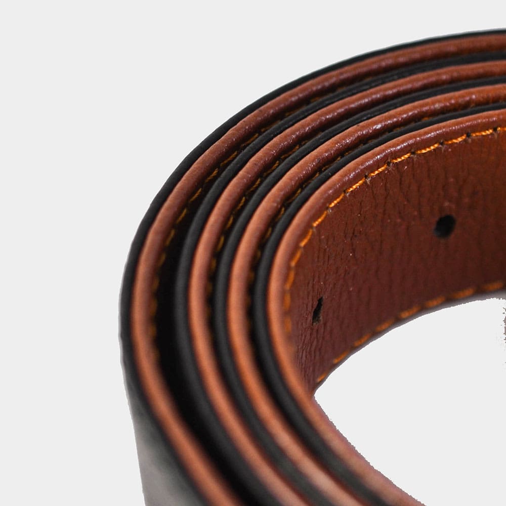 Formal Black and Brown Leather Belt-Premium Silver Reversible Buckle