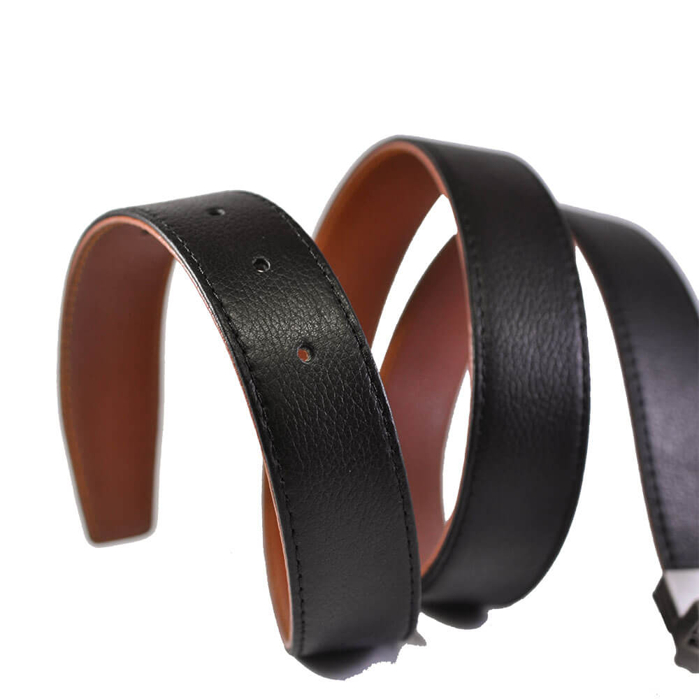 Formal Black and Brown Leather Belt-Premium Silver Reversible Buckle