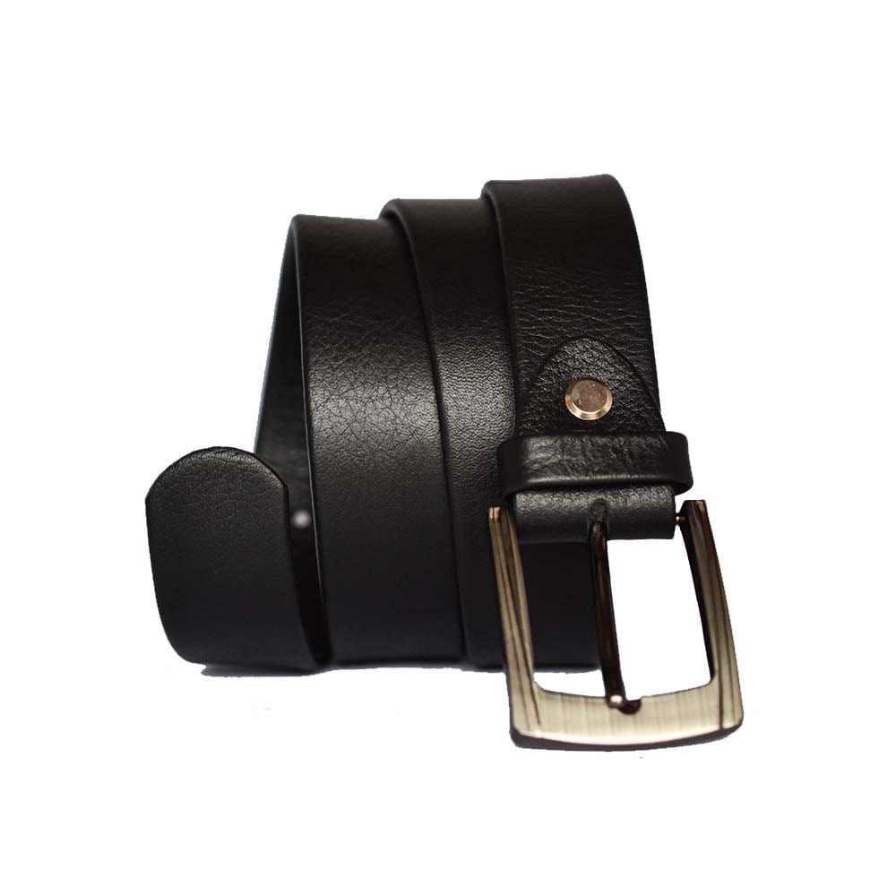 Handmade Black Leather Belt with Gunmetal Buckle