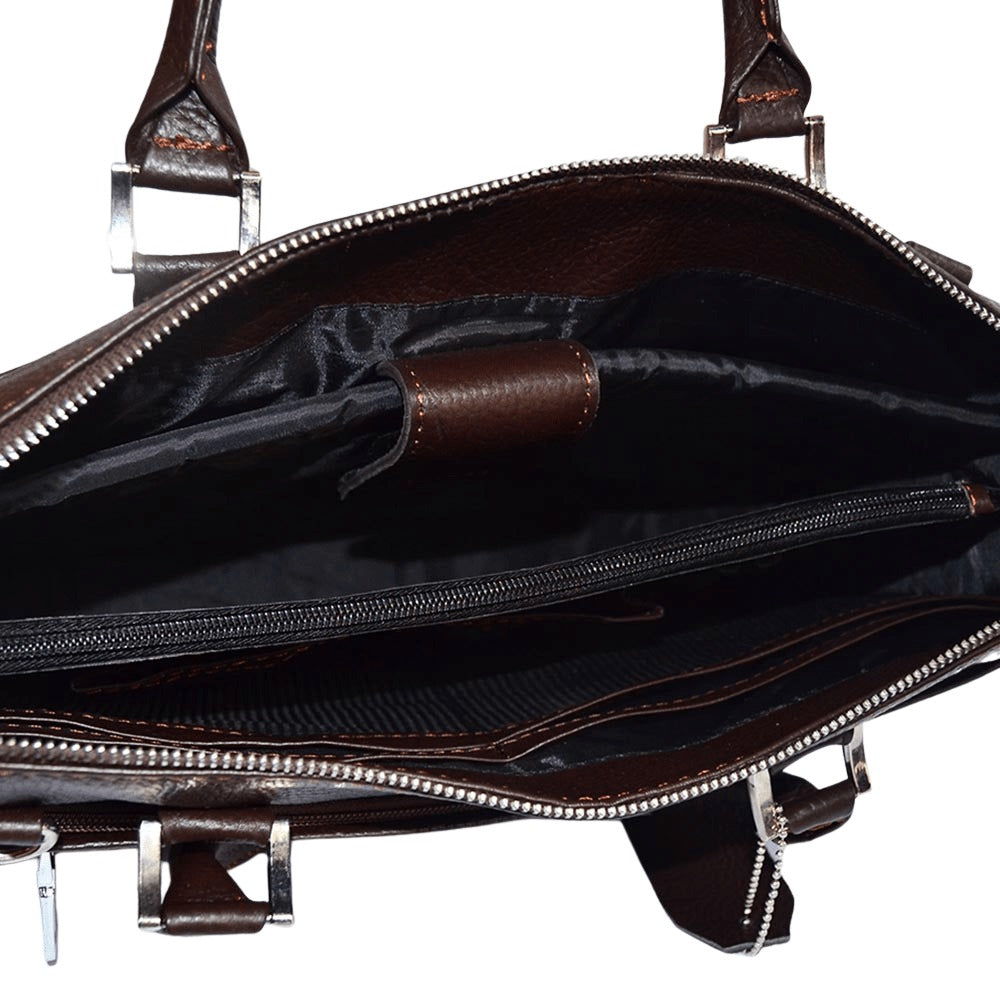 Classic Dark Brown Leather Laptop Bag