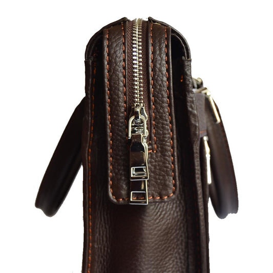Classic Dark Brown Leather Laptop Bag