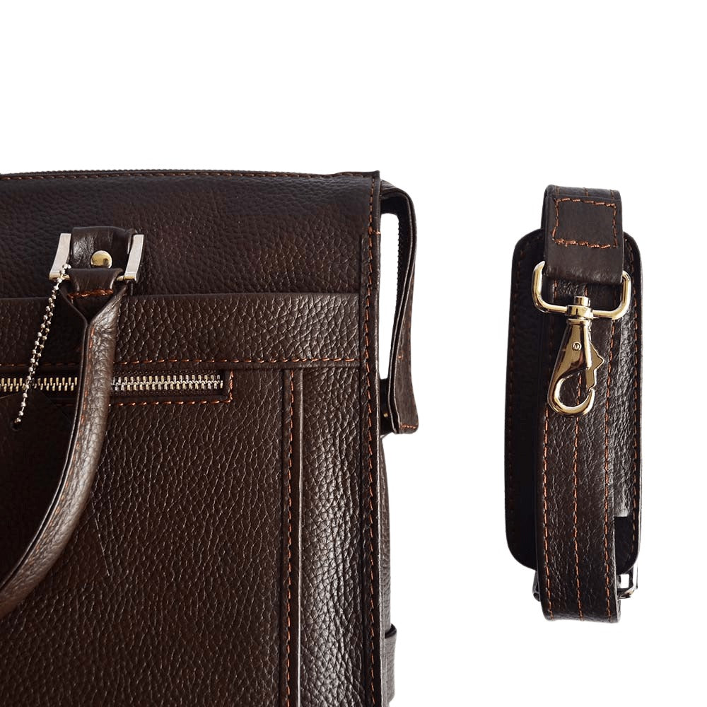 Classic Dark Brown Leather Laptop Bag