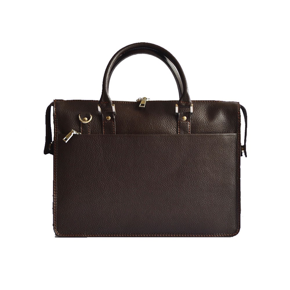 Classic Dark Brown Leather Laptop Bag