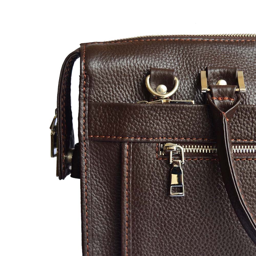 Classic Dark Brown Leather Laptop Bag