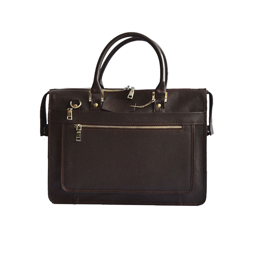 Classic Dark Brown Leather Laptop Bag