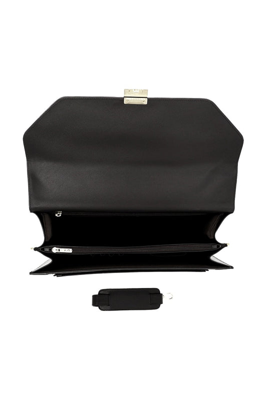 Classic Black Leather Laptop Bag