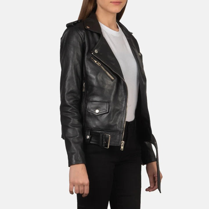 Women’s Real Lamb Leather Bikers Jacket Perfecto Style Bikers Leather Jacket