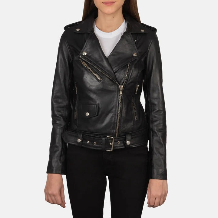Women’s Real Lamb Leather Bikers Jacket Perfecto Style Bikers Leather Jacket