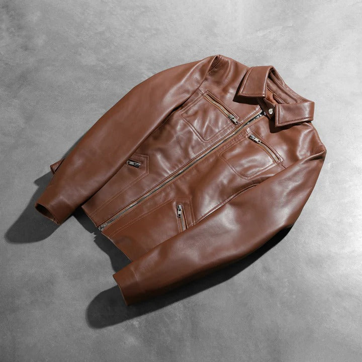 Flashback Brown Leather Biker Jacket