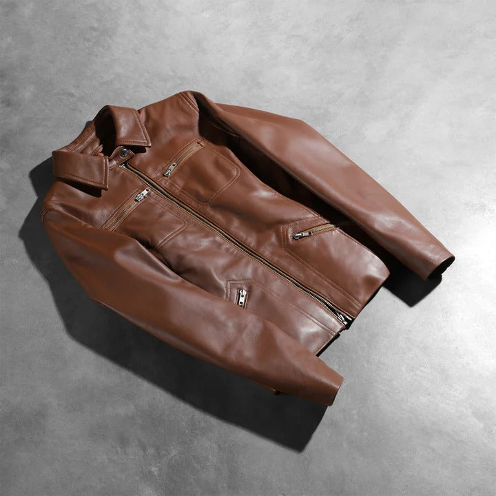 Flashback Brown Leather Biker Jacket