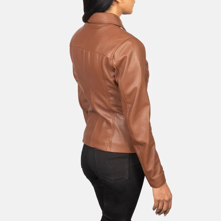 Flashback Brown Leather Biker Jacket