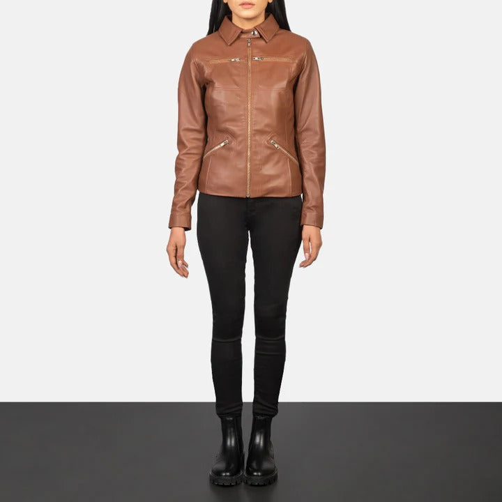 Flashback Brown Leather Biker Jacket