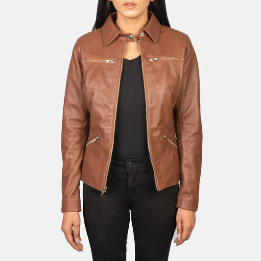 Flashback Brown Leather Biker Jacket